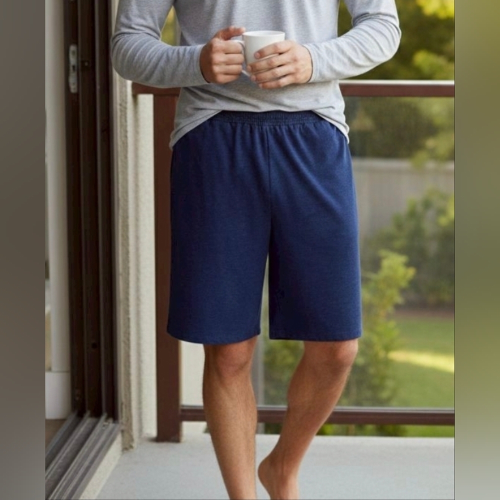 ID Ideology Men's Regular-Fit Relaxed Jersey Shorts, Navy
